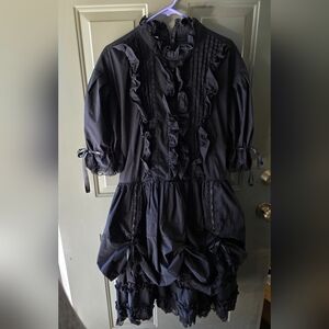 Black Ruffled Girls' Dress - Classic Gothic Lolita Style Size 3XL